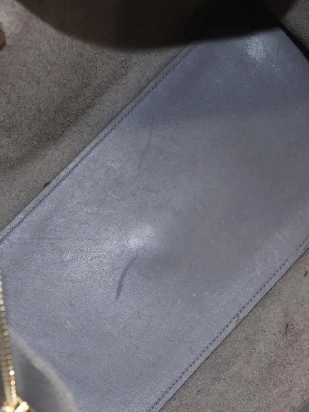 SAINT LAURENT Petit Cabas Hand Bag Leather 2way Gray Gold Auth - Picture 13 of 15